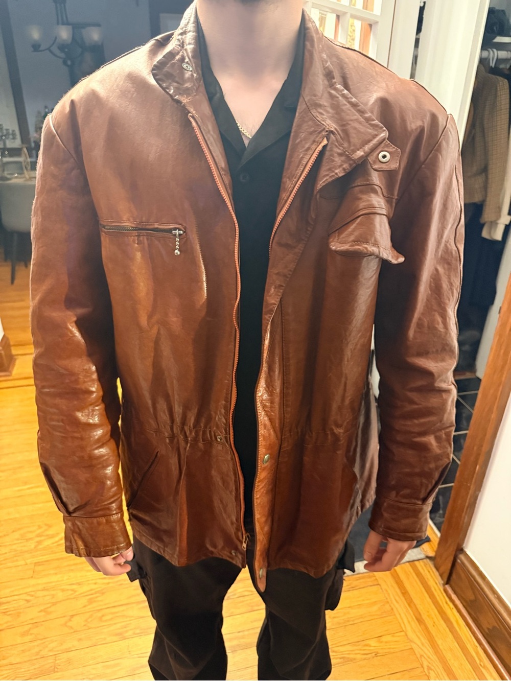 Beltrami  Mens Brown Leather Jacket - Classic Casual Coat